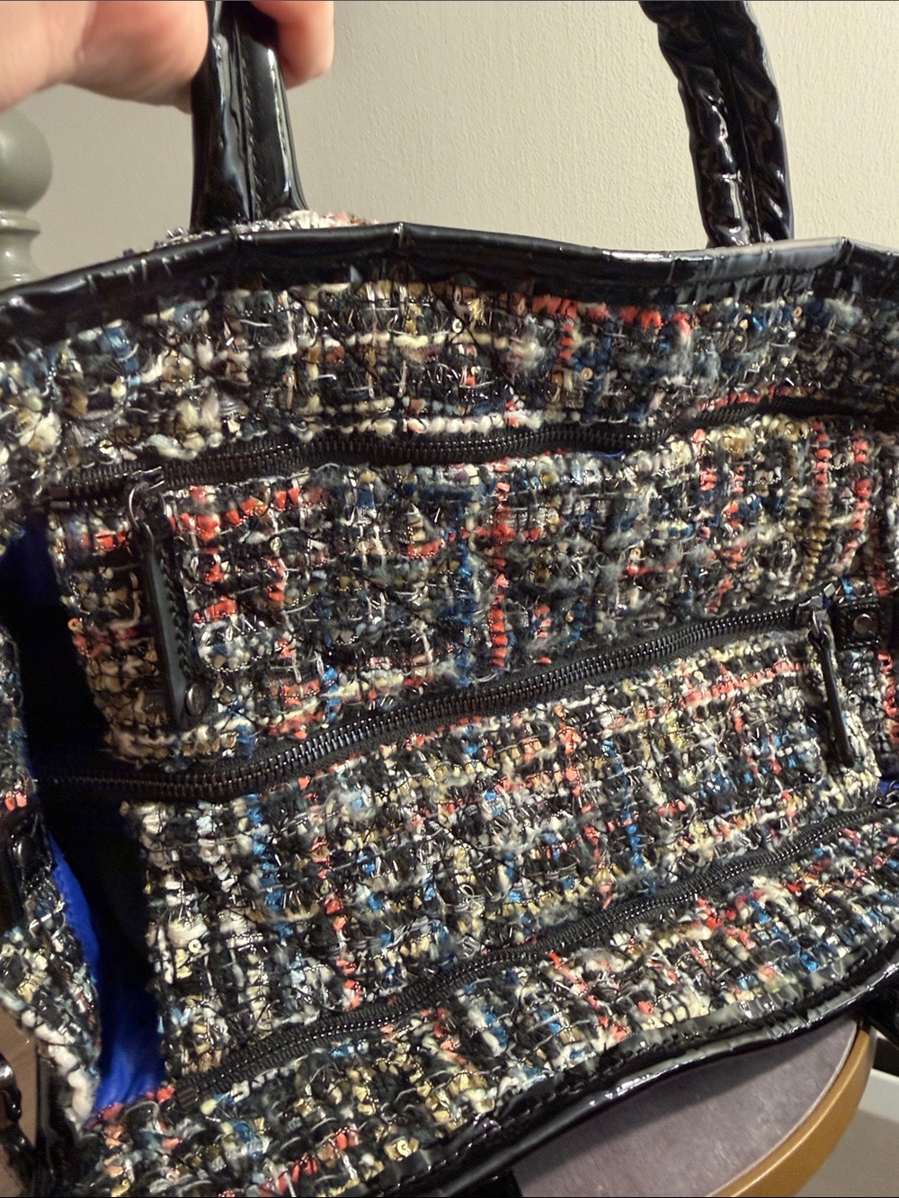 MZ Wallace Medium Box Tote in a multicolored tweed fabric also a crossbody - Picture 8 of 9